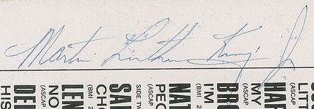 Lot #201 Martin Luther King, Jr: Rare album signed by Martin Luther King, Jr., Sammy Davis, and Harry Belafonte - Image 4