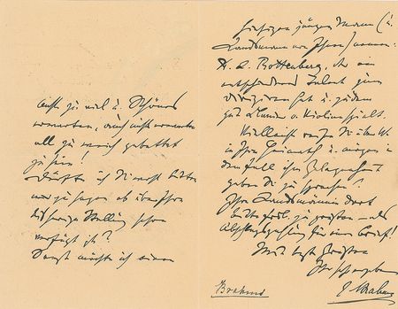 Lot #613 Johannes Brahms: Brahms' warm consideration of 