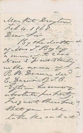 Lot #214 Charles Darwin: Denying a claim to money from an estate: 