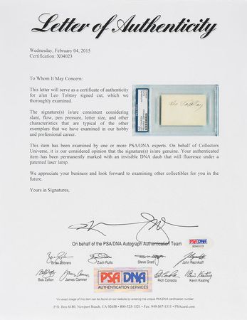 Lot #594 Leo Tolstoy: Boldly signed by the War and Peace author - Image 2