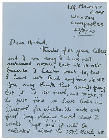 Lot #635 Beatles: George Harrison: Amazing partial letter from George—