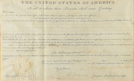Lot #10 Andrew Jackson Signed Document