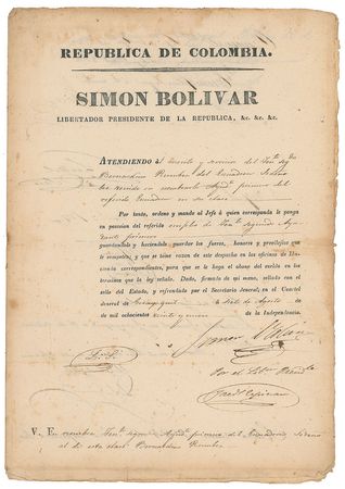 Lot #229 Simon Bolivar Signed Document - Image 1