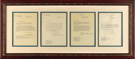 Lot #82 Three Presidents: FDR, Truman, and Ike thank a National Association of Food Chains executive: 