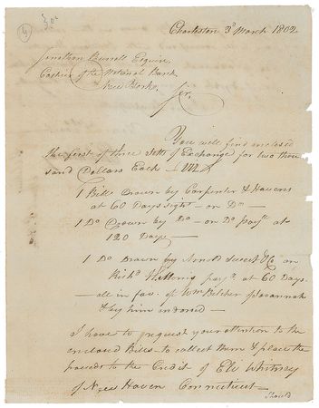 Lot #220 Eli Whitney: Whitney anticipates payments totaling $6000 - Image 1