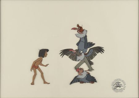 Lot #517 Mowgli and Vultures production cel from The Jungle Book Production Cel - Image 1