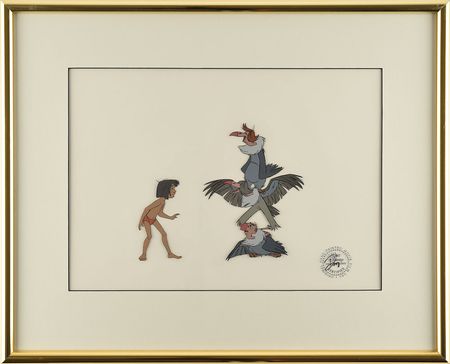 Lot #517 Mowgli and Vultures production cel from The Jungle Book Production Cel - Image 2
