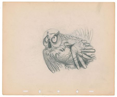 Lot #537 Friend Owl concept drawings from Bambi Production Drawings - Image 1