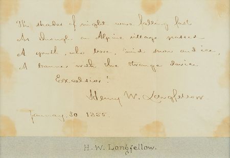 Lot #606 Henry Wadsworth Longfellow Signed Quote - Image 2
