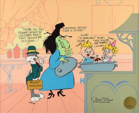 Lot #542 Bugs Bunny and Witch Hazel limited edition cel signed by Chuck Jones Limited Edition Cel - Image 1