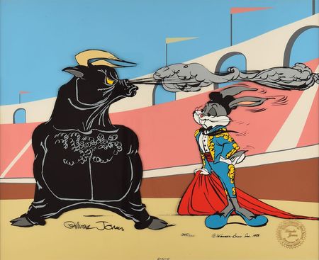 Lot #541 Bugs Bunny and Toro the Bull limited edition cel signed by Chuck Jones Limited Edition Cel - Image 1