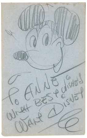 Lot #513 Walt Disney: Rare Mickey Mouse sketch by Walt Disney - Image 1