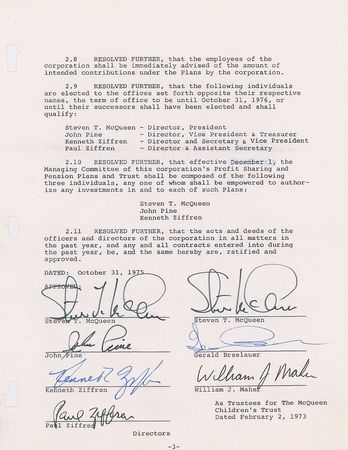 Lot #747 Steve McQueen Signed Document - Image 3