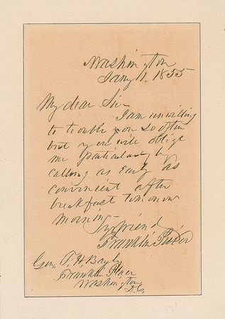 Lot #14 Franklin Pierce Handwritten Letter Signed