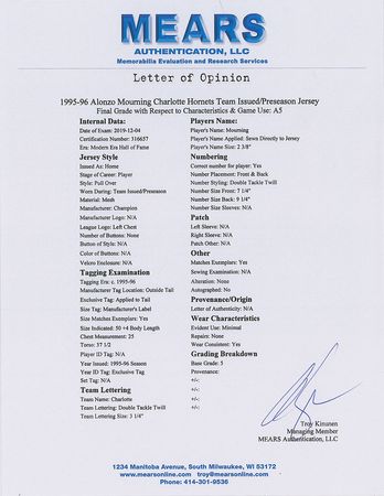 Lot #905 Alonzo Mourning Team-Issued Jersey - Image 5