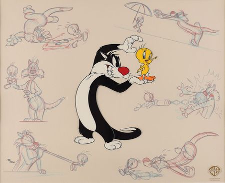 Lot #489 Sylvester and Tweety limited edition cel entitled 'Tweety & Sylvester Persona' Limited Edition Cel - Image 1