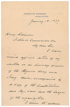Lot #74 Grover Cleveland: The president acknowledge his election 