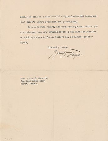 Lot #156 William H. Taft: One week after becoming chief justice: 