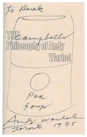 Lot #429 Andy Warhol: Philosophy book with astounding five 'soup can' sketches! - Image 2