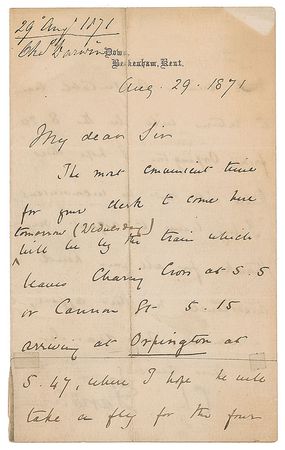 Lot #187 Charles Darwin: Directions to Darwin's Down House - Image 1