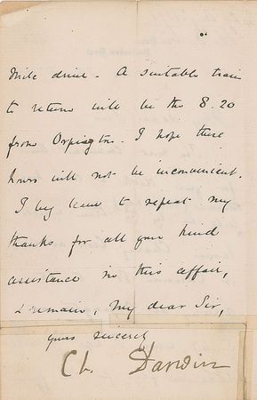 Lot #187 Charles Darwin: Directions to Darwin's Down House - Image 2
