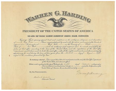 Lot #97 Warren G. Harding Signed Document - Image 1