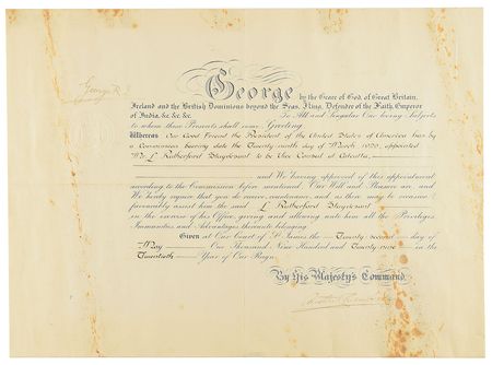 Lot #263 King George V Signed Document - Image 1