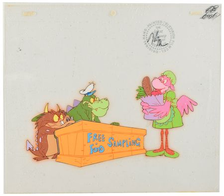 Lot #1067 Crocosaurus, Brat, and Ms. Flamincow production cels from The Wuzzles - Image 1