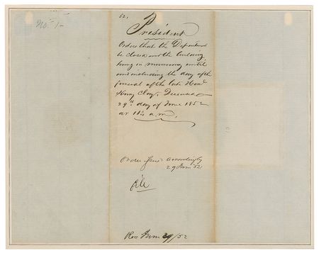 Lot #6 Millard Fillmore: President Fillmore respectfully closes the government: 