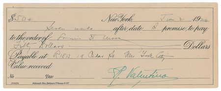 Lot #756 Rudolph Valentino Signed Document - Image 1