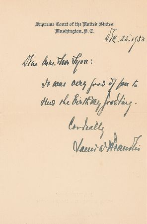 Lot #294  Supreme Court: Brandeis and Frankfurter - Image 1