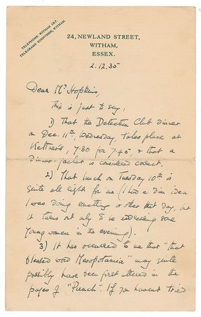 Lot #544 Dorothy Sayers Handwritten Letter Signed - Image 1