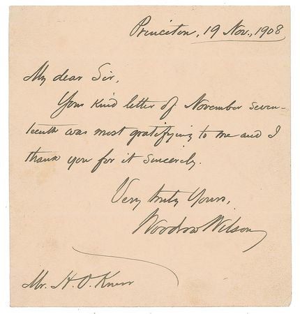 Lot #173 Woodrow Wilson Handwritten Letter Signed - Image 1
