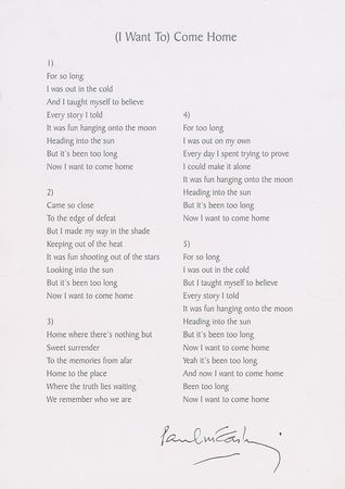 Lot #575 Beatles: Paul McCartney Lyrics - Image 1