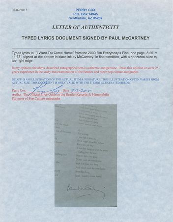 Lot #575 Beatles: Paul McCartney Lyrics - Image 2