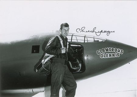 Lot #338 Chuck Yeager Signed Photograph and First Day Cover - Image 1