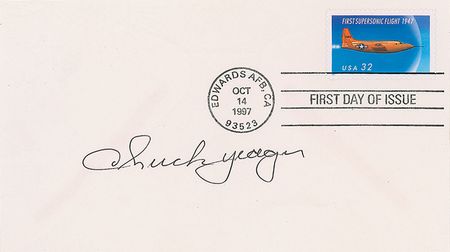 Lot #338 Chuck Yeager Signed Photograph and First Day Cover - Image 2