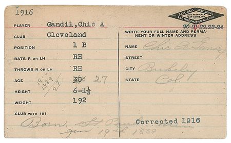 Lot #898 Chick Gandil Information Card - Image 1