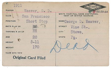 Lot #928 Buck Weaver Information Card - Image 1