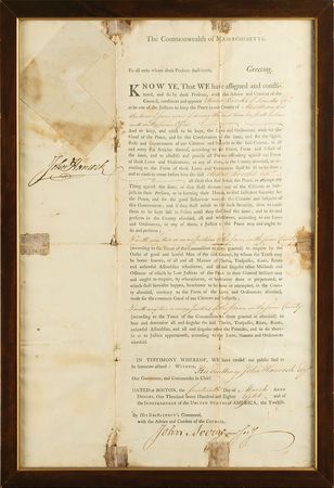 Lot #174 John Hancock and Samuel Adams: Hancock and Adams commission a Massachusetts justice of the peace - Image 2