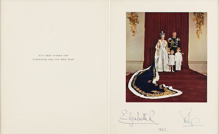 Lot #206 Queen Elizabeth II and Prince Philip Christmas Card - Image 1