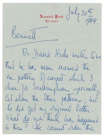 Lot #205 Queen Elizabeth II: The queen's missing carpet samples—