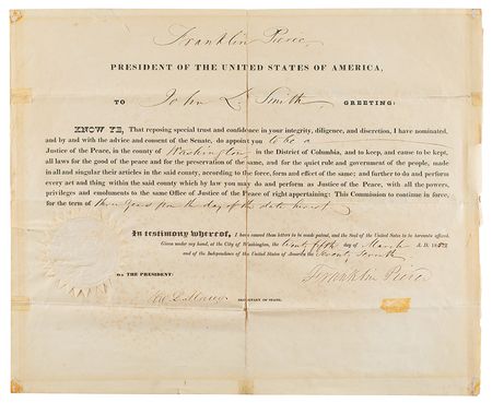 Lot #132 Franklin Pierce Signed Document - Image 1
