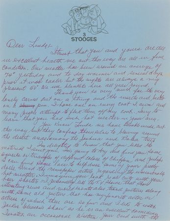 Lot #755 Three Stooges: Moe Howard Handwritten Letter Signed - Image 1