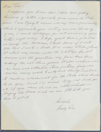 Lot #857 Three Stooges: Larry Fine Handwritten Letter Signed - Image 2