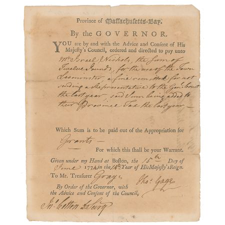 Lot #316 Thomas Gage Signed Document - Image 2