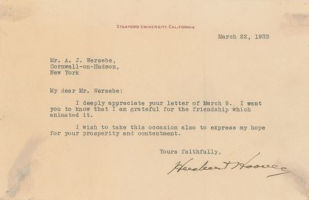 Lot #105 Herbert Hoover Signed Photograph and Letter - Image 1