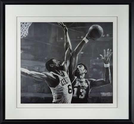 Lot #892 Wilt Chamberlain and Bill Russell Lithograph - Image 1