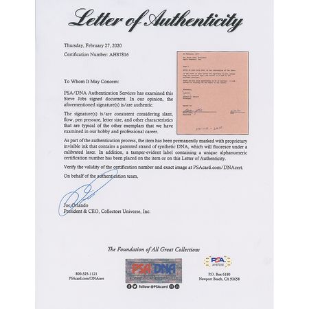 Lot #6010 Steve Jobs Signed Apple II Contract - Image 4