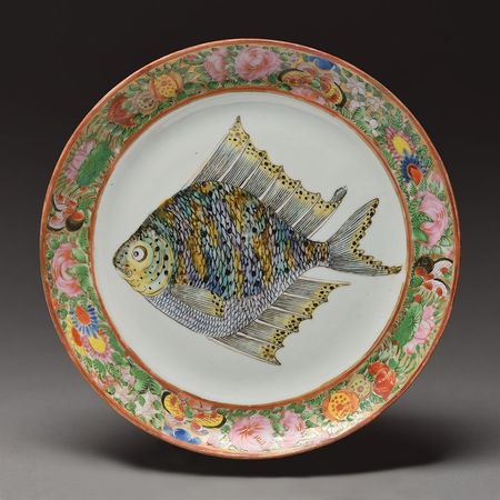 Lot #12 U. S. Grant: Rare hand-painted fish plate,